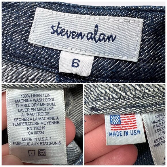 Steven Alan Blue Chambray Linen Skirt Lightweight Made In USA Size 6 - Picture 3 of 8